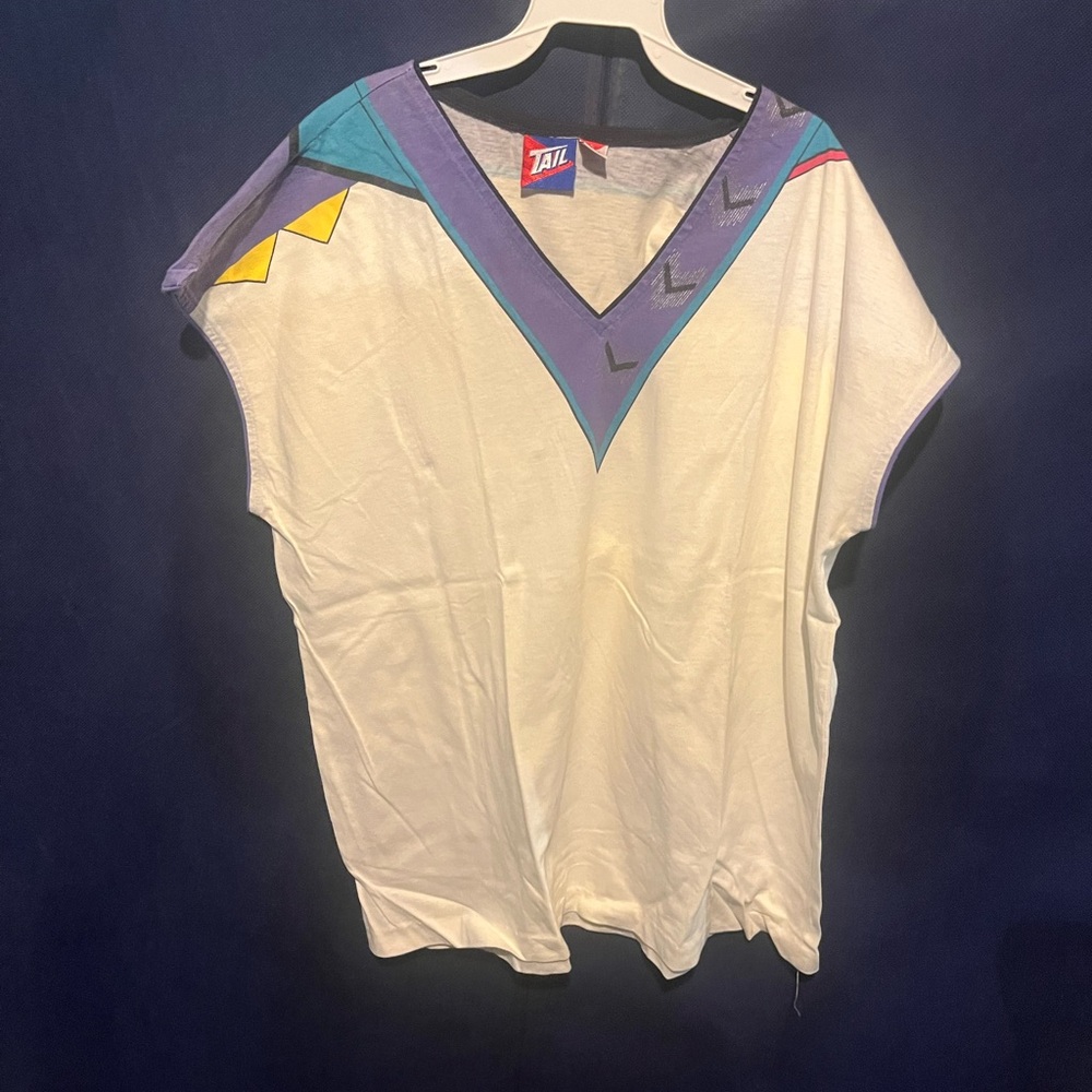 Vintage White and Purple Graphic Tee